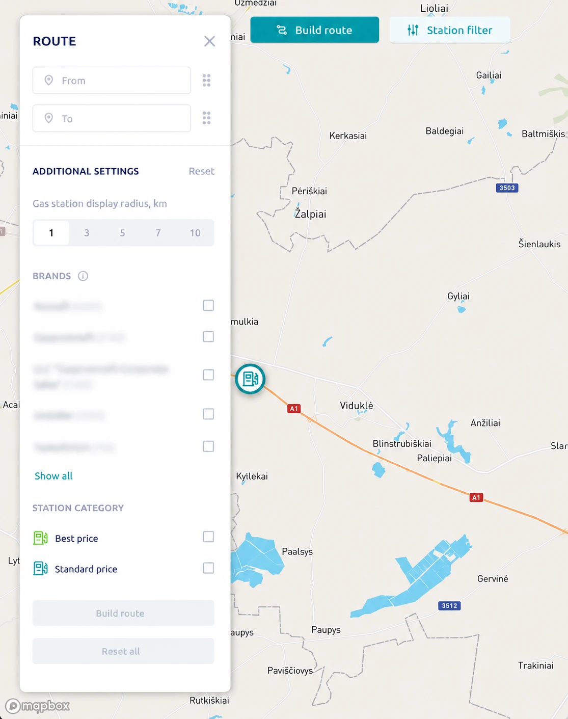 Планирование маршрута и выбор АЗС в Transmatika